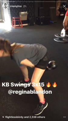 Kettle bell Swings  great for many things (fat loss, leg/core/back strength and development, and endurance)