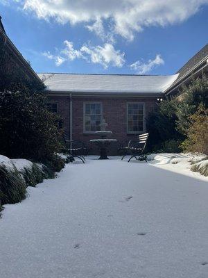 Snow Day in the garden at The McDougald Funeral Home (Anderson Location)