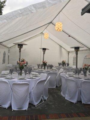 Canopy round tables linens