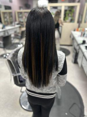 Mini tape in extensions to add highlights