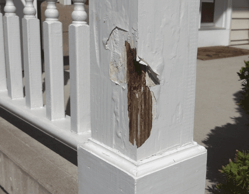 Masullo built a house in 2003. Except the supporting beam, all three porch also strangely rotted from inside while outside seems fine.