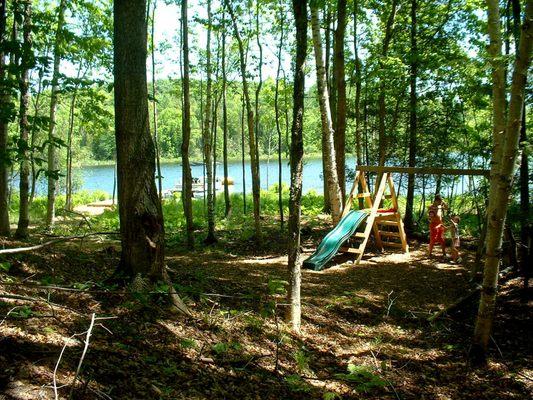 Swing set with sand box