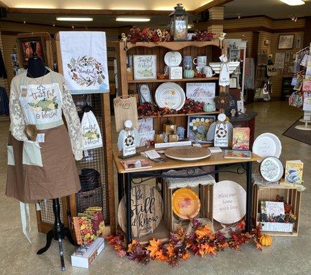 A Fall gift display inside The Open Door Christian Bookstore, 2020