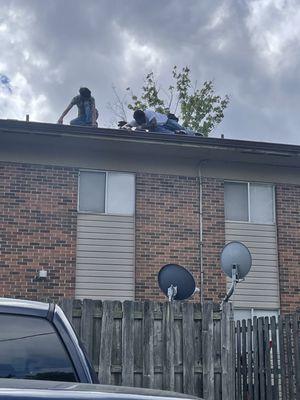 Making sure the gutters secured properly.