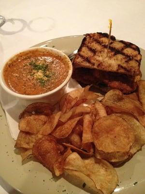 Fried Green Tomato sandwich and Bisque