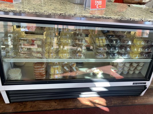 Display case full of desserts