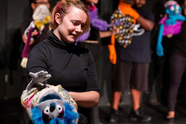 "BIG Monsters! The Baltimore Improv Group's  improvised puppet show for adults. improv, classic Henson style musical. Photo by David Evans