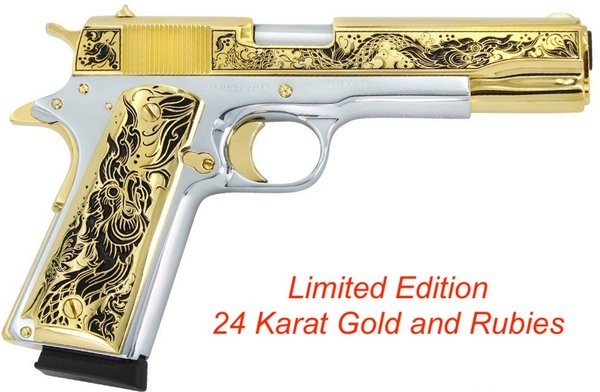 Limited Edition 24kt Gold & Rubies Rock Island Armory