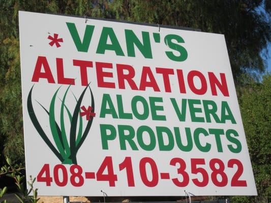 sign from main street. she sells aloe products as well.