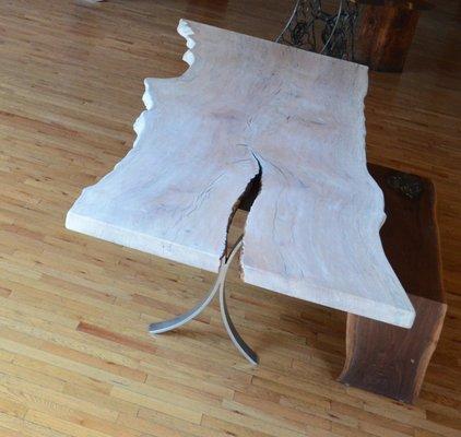 White washed sycamore - ten foot dining table