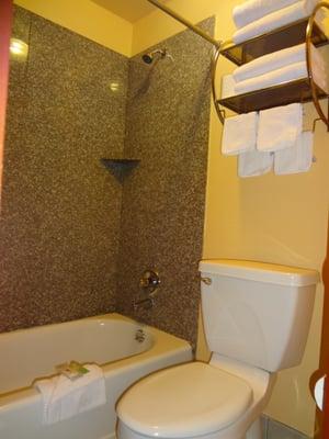 Shower and Bathtub with Shampoo, Conditioner, Soap, and Body Wash. Bath Mats provided upon request