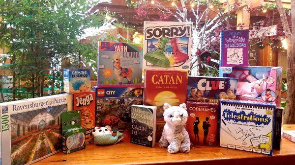 We carry a variety of things for all ages. Some of our top sellers range from toys,classic board games, puzzles, and books.