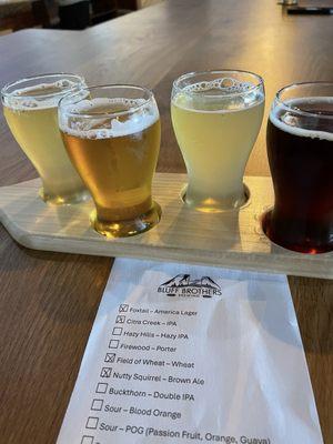 A flight of four tasters is a good place to start. See what you like.