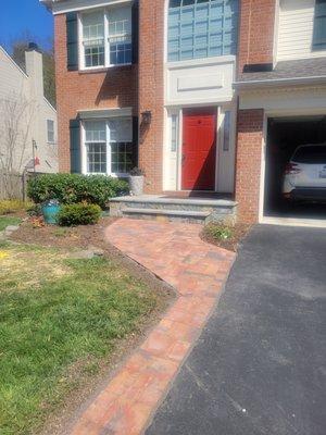 Added flagstone on top and fieldstone on the sides; widen the step and enlarged the walkway all the way to the end of the driveway.