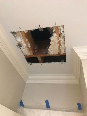 Repairing a hole in the ceiling