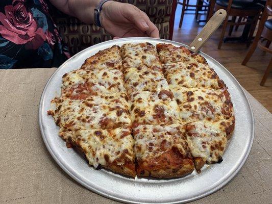 Meat Pizza with a special spicy pizza sauce.