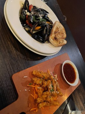 Calamari and PEI black mussels