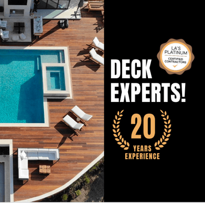 Deck experts for 20 years! Deck builder in Los Angeles, CA 
deck builders, deck refinishing, decking, serving La county and Orange County