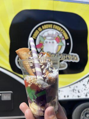 Fried Halo Halo with vanilla ice cream