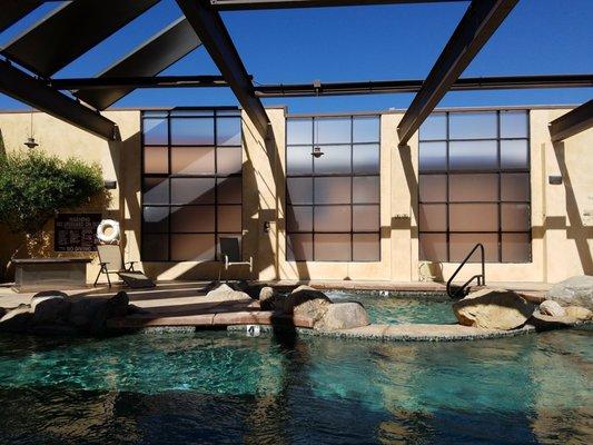 Copper-ionized lap pool and hot tub.