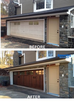 Before-and-after garage door installation from Aquarius!