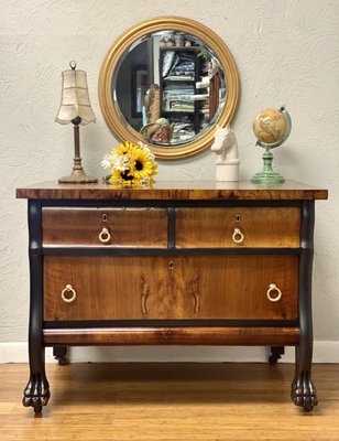 Refinished Veneer Lion Feet Accent Chest