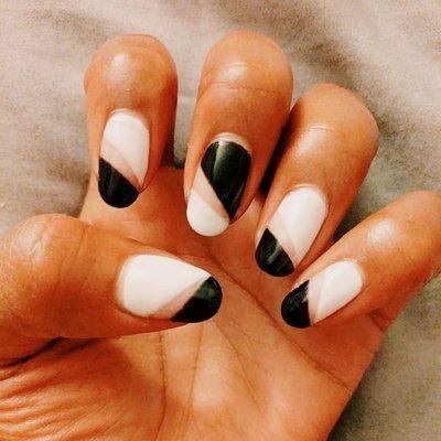 Black and White Nail Art Gel Manicure in Los Angeles