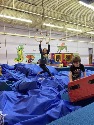 Playing in the foam pit