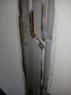 Repair of leaking hot water supply.