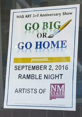 SEPTEMBER 2016 - MAS ART ANNIVERSARY - RAMBLE NIGHT