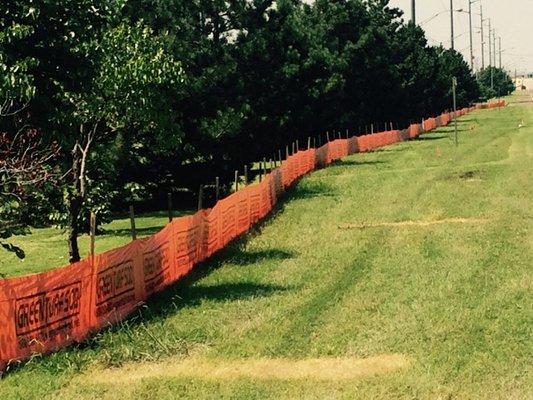 Silt Fence project for Allen Contracting on the busiest intersection in Oklahoma, 33rd & Broadway Ext. in Edmond, OK