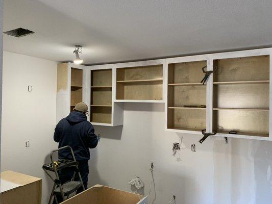 Installing  new custom cabinets