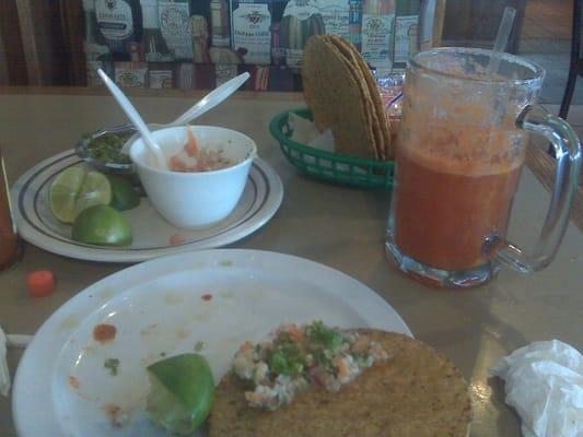 Free ceviche and tostadas, Michelada