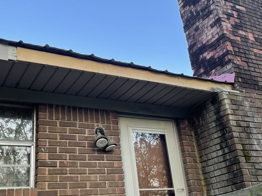 Did not complete putting metal up on left side of chimney. Still unfinished four months after starting job.