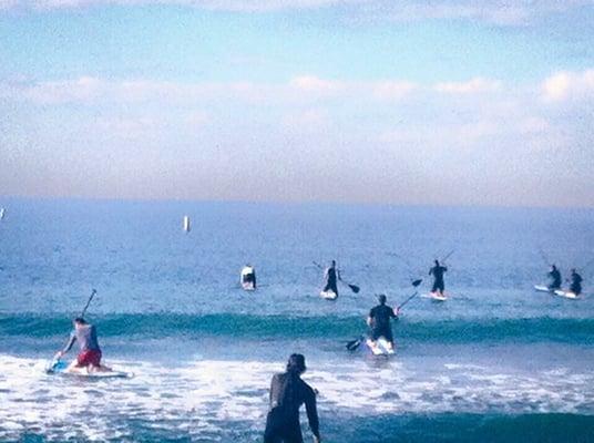 This corporate group did a private lesson at the beach.