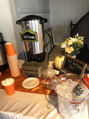 Hot chocolate station. There was also coffee and tea to the left of it