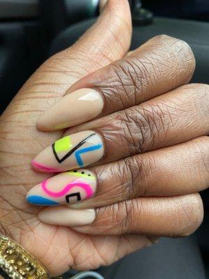 Nude Acrylic Set with 90s Theme Design