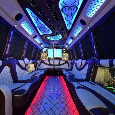 Inside 24 passenger Party bus