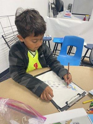 5 year old sketching artist!