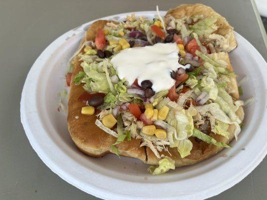 Fried bread taco with chicken