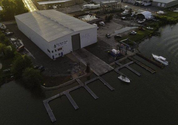 Overhead view of the entire facility and docks