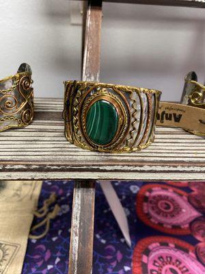 Beautiful metal cuffs with semi precious stones