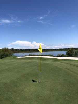 Lake shot. Left bunker on the first par 3 is an impossible shot with where the pin was but that was my mistake to hit it there.