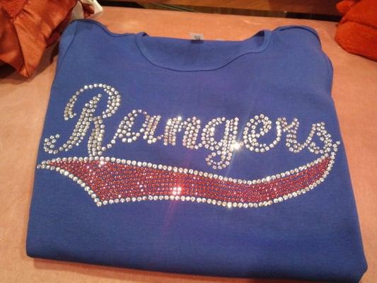 Rangers are on top of the ball! Support them with a bling shirt!