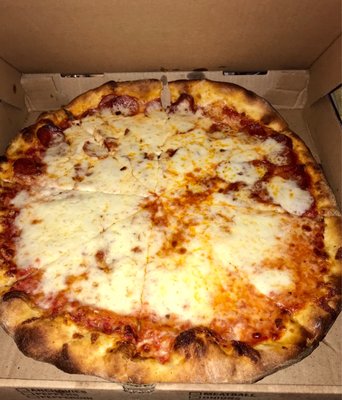 Large Extra Cheese Half Pepperoni Pizza