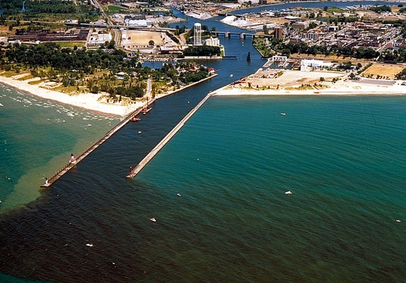 Aerial of St. Joseph Michigan Shoeline