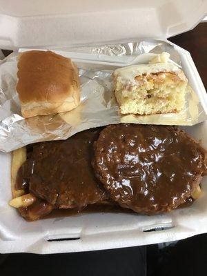 Hamburger steak with fries