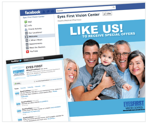 Social media for Eyes First Vision Center.