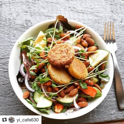 Falafel salad. Add as many toppings as you want!