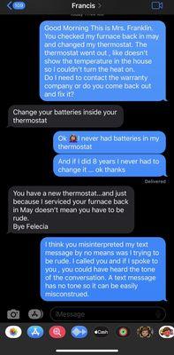 Conversation with the tech and then when I tried to clear things up he blocked me.